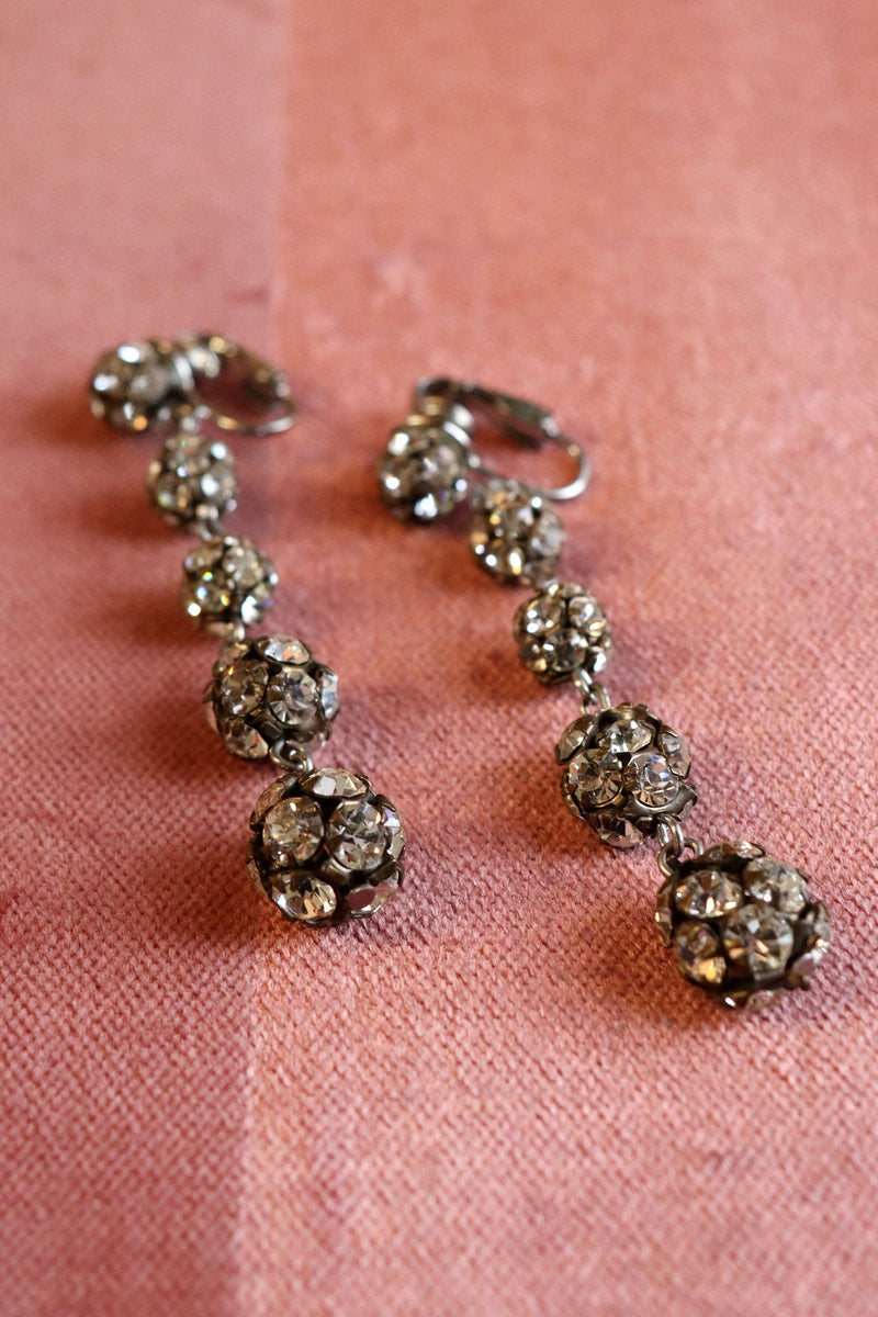 Dangling Rhinestone Ball Earrings