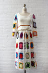 Colorful Crochet Granny Square Dress S-L