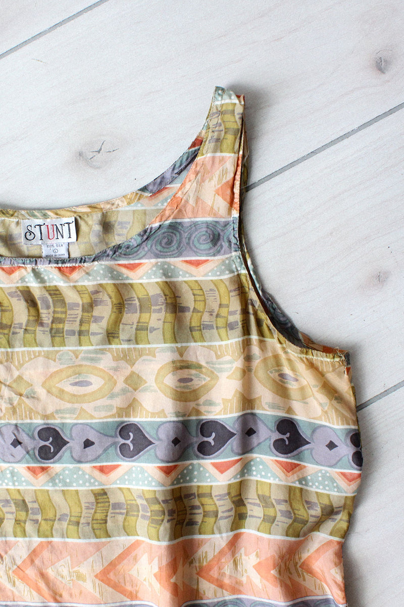 Pastel Collage Silk Tank L