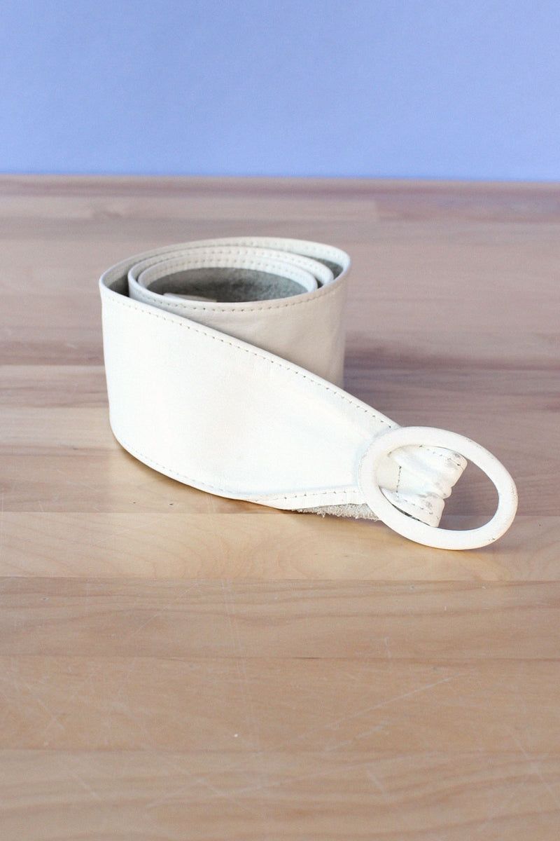 White Leather Cinch Belt