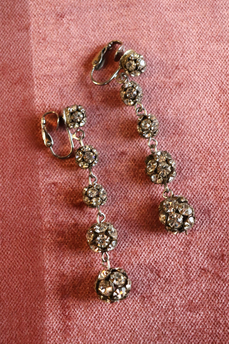 Dangling Rhinestone Ball Earrings