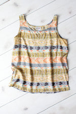 Pastel Collage Silk Tank L