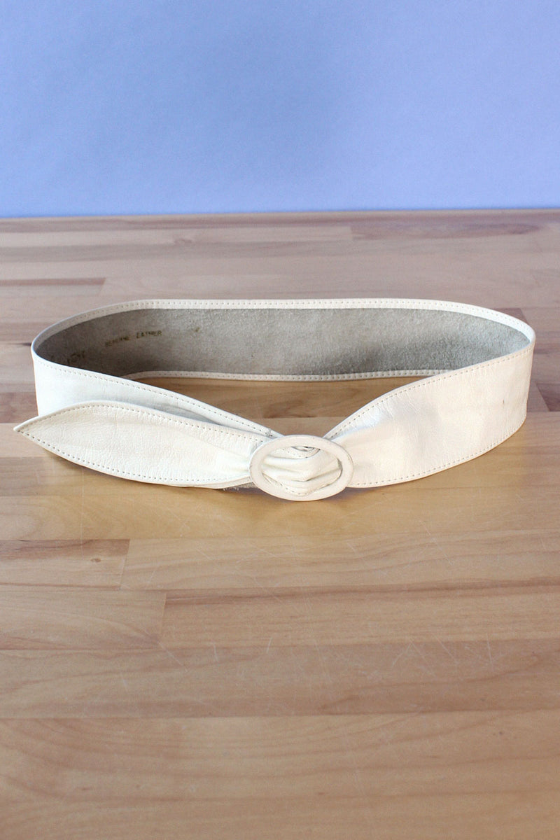 White Leather Cinch Belt