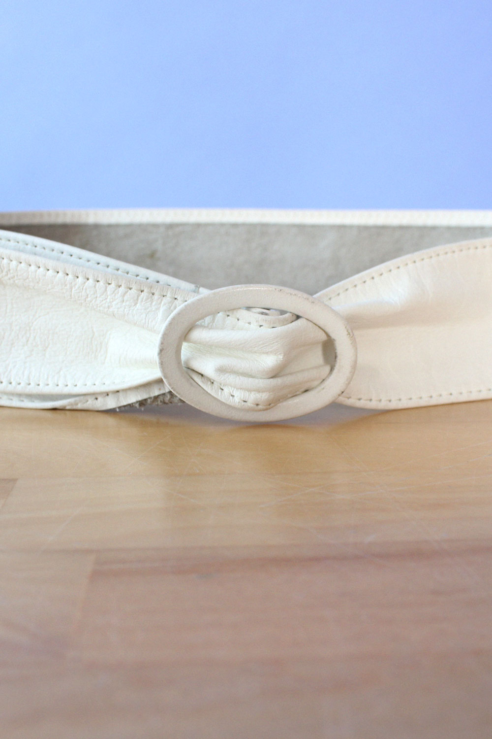 White Leather Cinch Belt