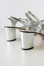 Silver Strappy Sandals 10
