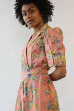 Diana Dean 1940s Floral Robe Dress M/L