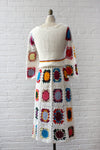 Colorful Crochet Granny Square Dress S-L