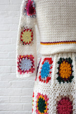 Colorful Crochet Granny Square Dress S-L