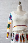 Colorful Crochet Granny Square Dress S-L