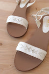 Woven White Leather Sandals 8.5-9