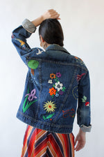 Hand Embroidered Motif Denim Jacket S/M