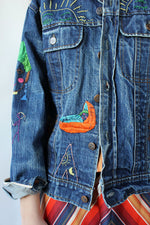 Hand Embroidered Motif Denim Jacket S/M