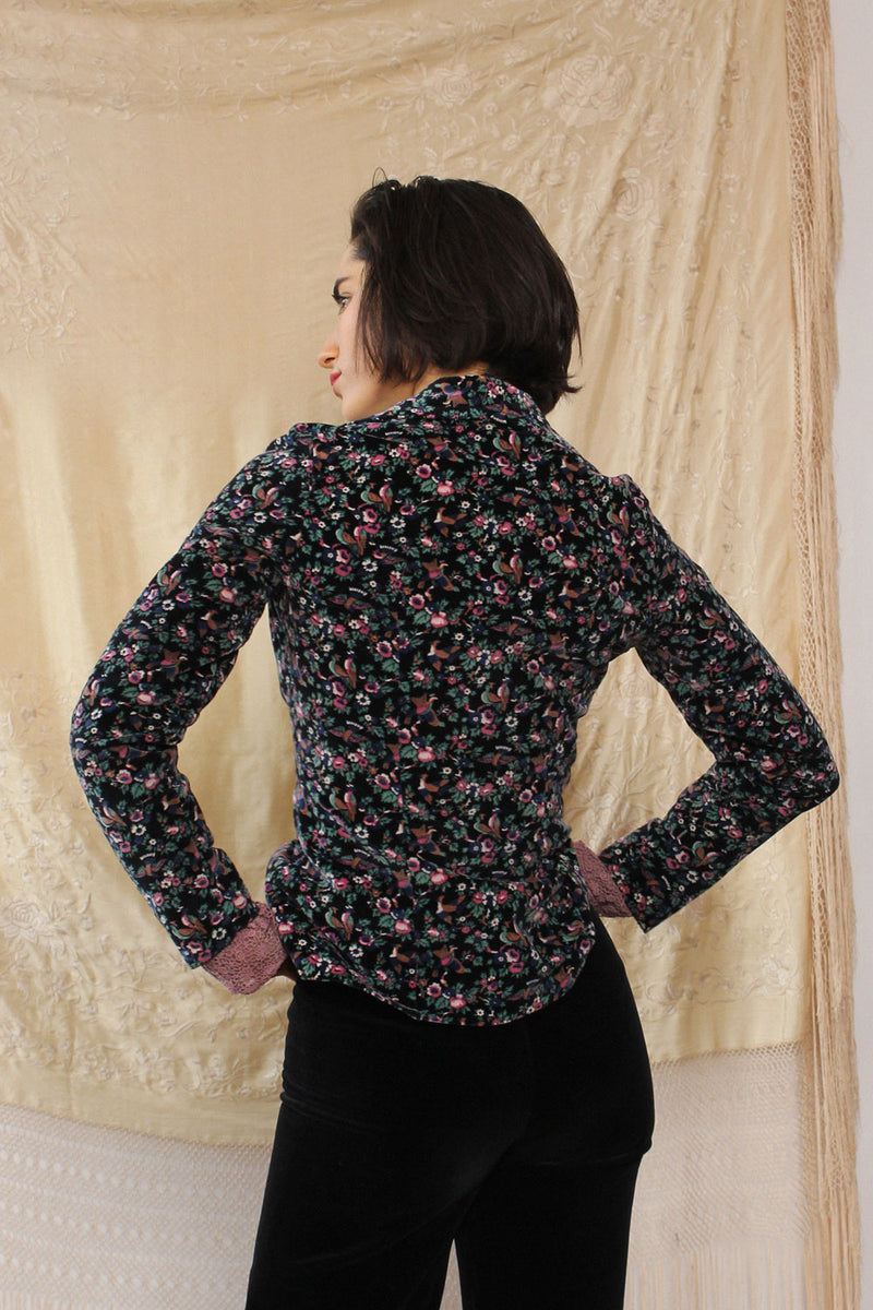 Birdie Printed Velvet Blazer XS