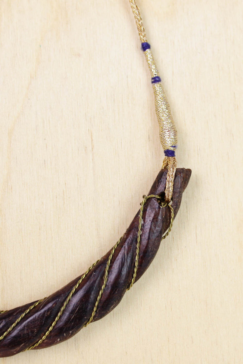Wood Bib Tassel Necklace