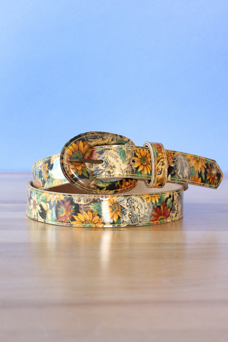Feline Floral Novelty Belt