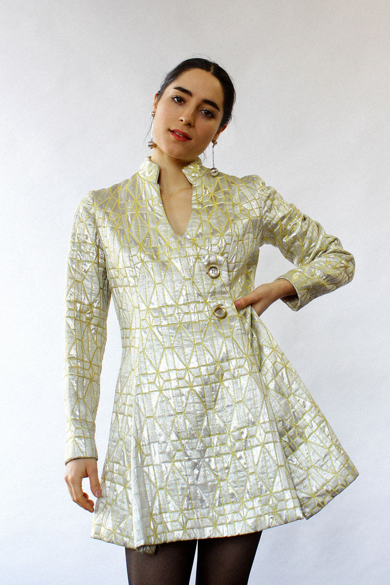 Metallic Brocade Dress Tunic S