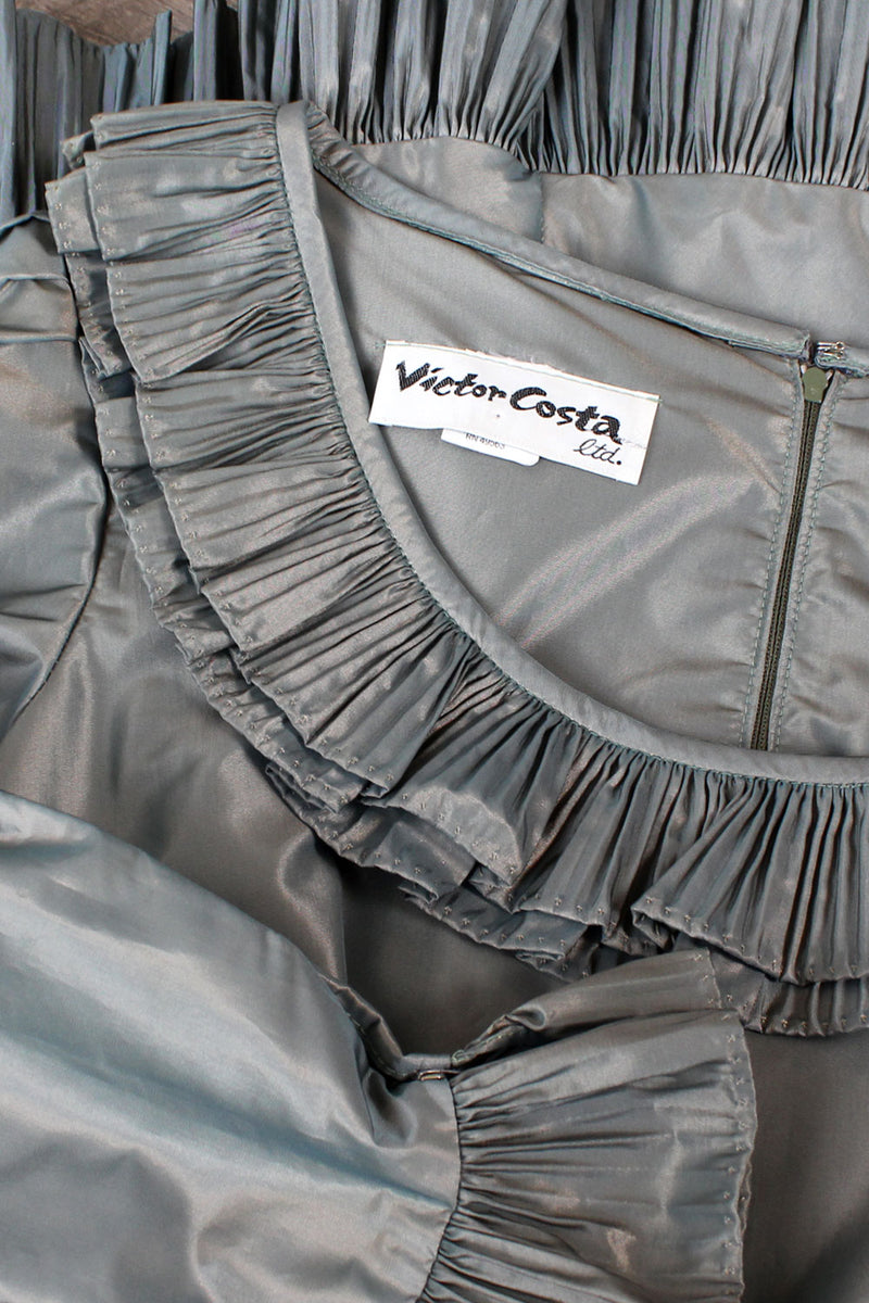 Victor Costa Pewter Pleat Dress M