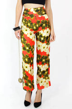 Victor Costa Silk Floral Pants S