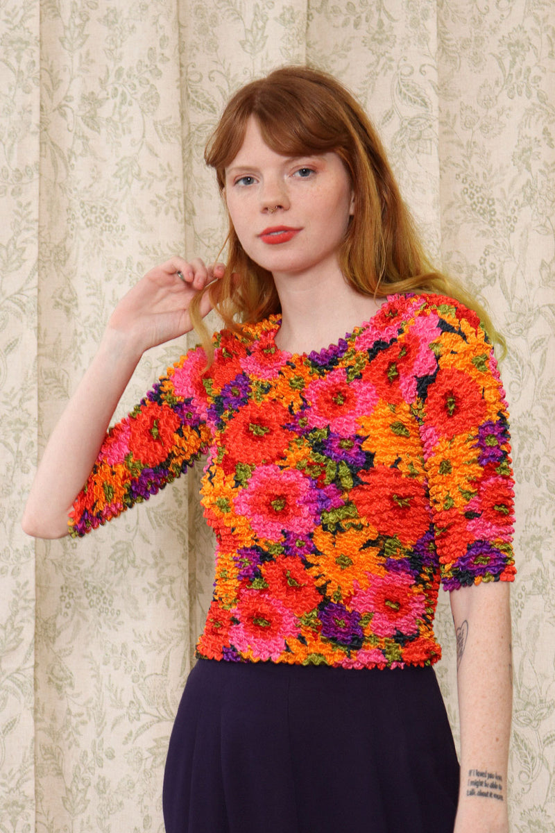 Tropical Floral Popcorn Top XS-L