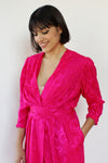 Electric Pink Silk Wrap Dress M