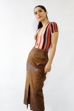 Buttery Brown Leather Skirt XS