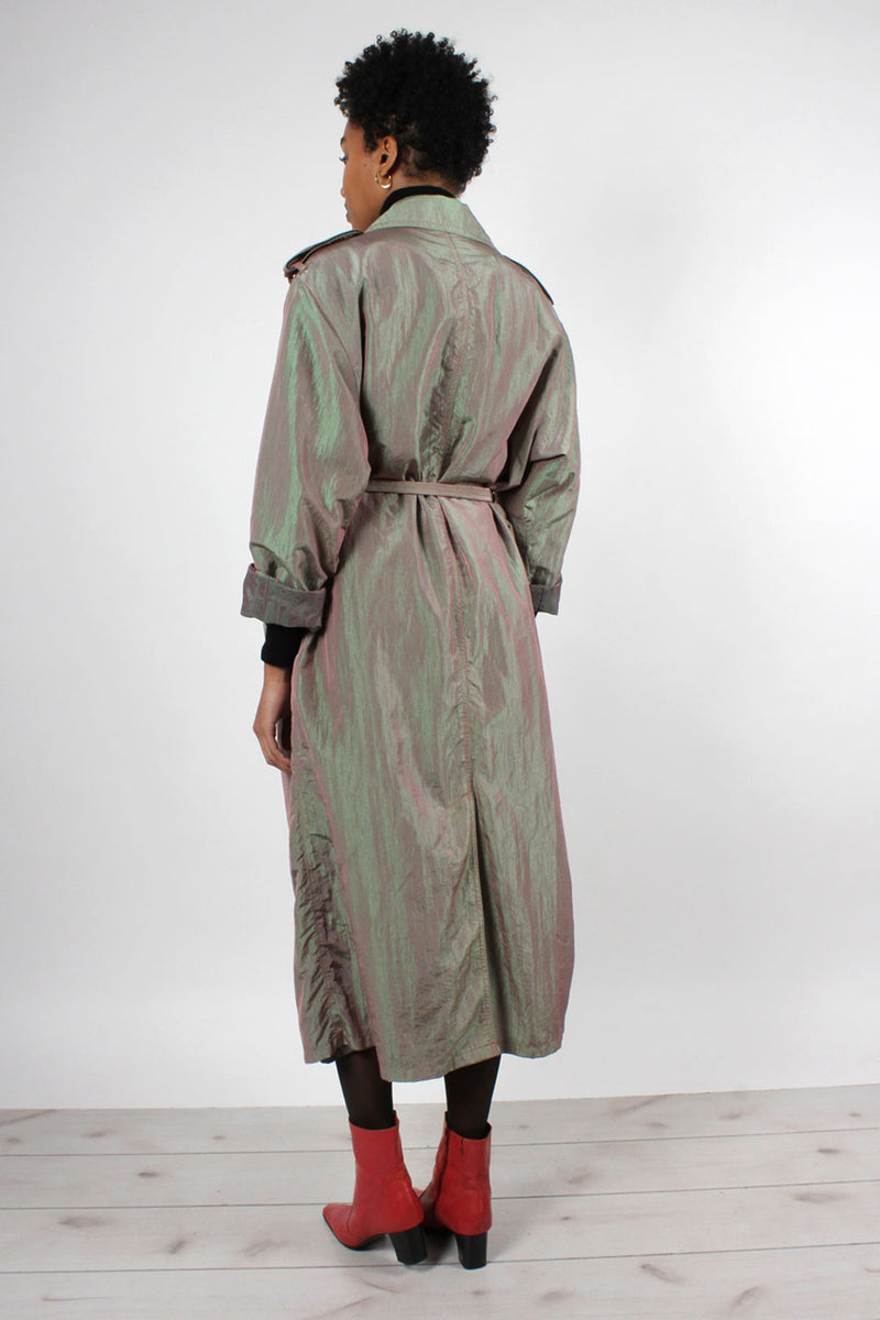 Iridescent Flowy Trench Coat S-L