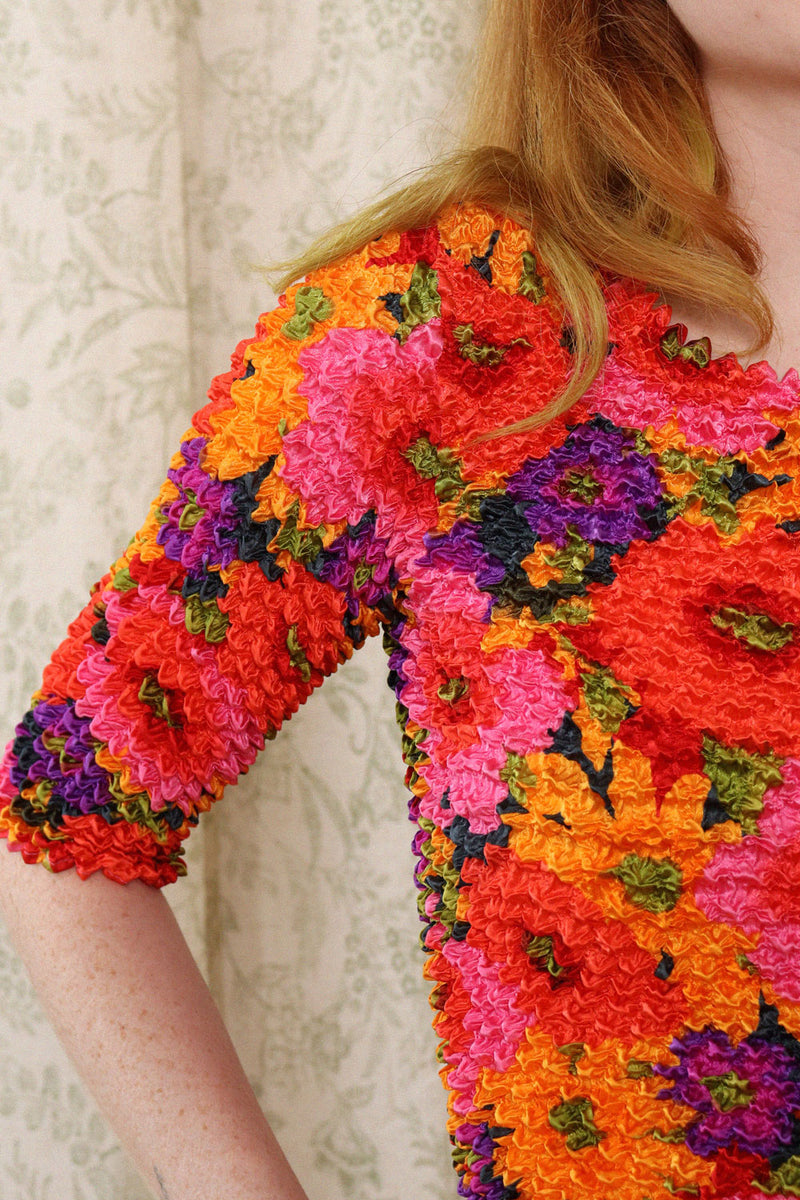 Tropical Floral Popcorn Top XS-L