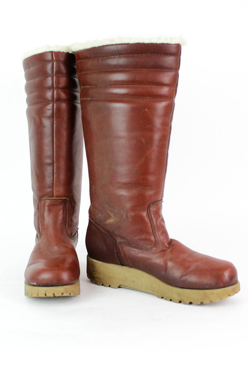 70s Leather Winter Boots 7
