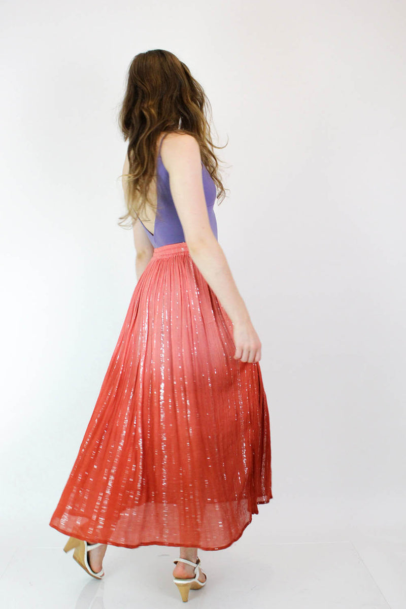 Ombre Metallic Gauze Peasant Skirt
