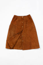 70s Suede Snap Skirt S