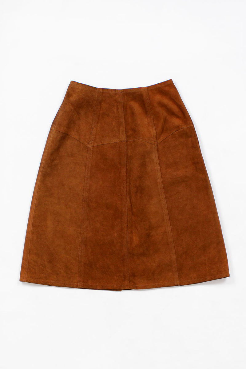 70s Suede Snap Skirt S