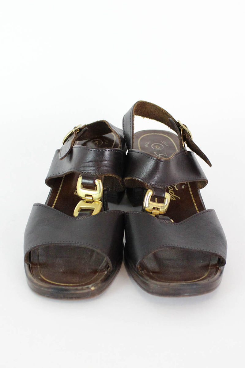 Chunky Sole Buckle Sandals 6
