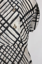 1950s Plaid Silk Flare Dress XS