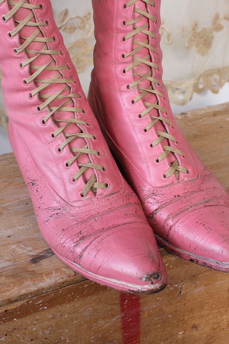 Edwardian Painted Leather Boots 6-6.5
