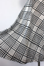 1950s Plaid Silk Flare Dress XS