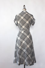 1950s Plaid Silk Flare Dress XS