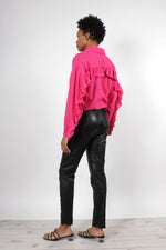 Black Leather Zip-Back Pants S/M