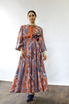 Flowing Batik Print Peasant Dress S/M