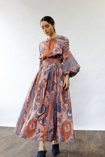 Flowing Batik Print Peasant Dress S/M