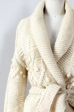 Fisherman Ivory Wool Cardigan