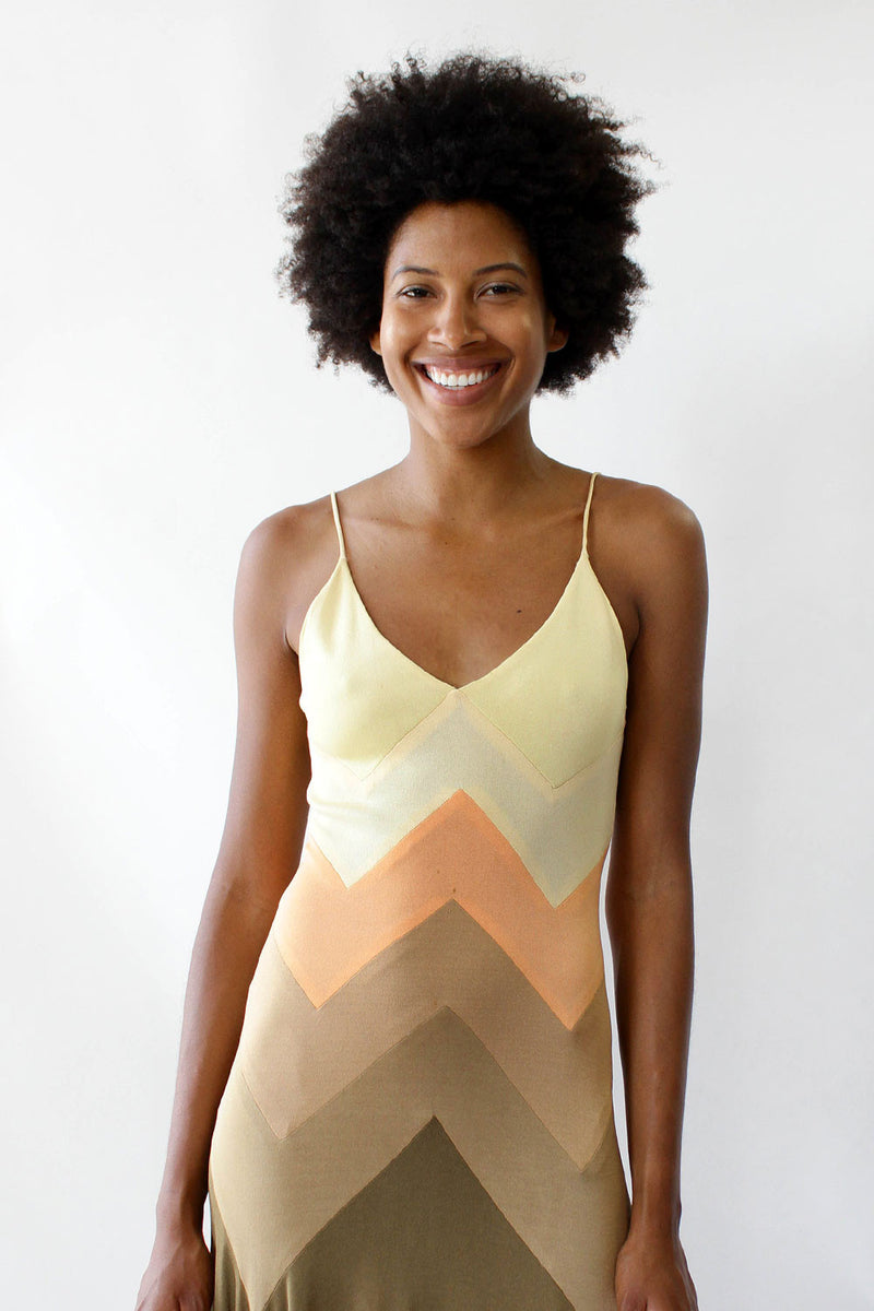 Stephen Burrows Chevron Jersey Dress XS