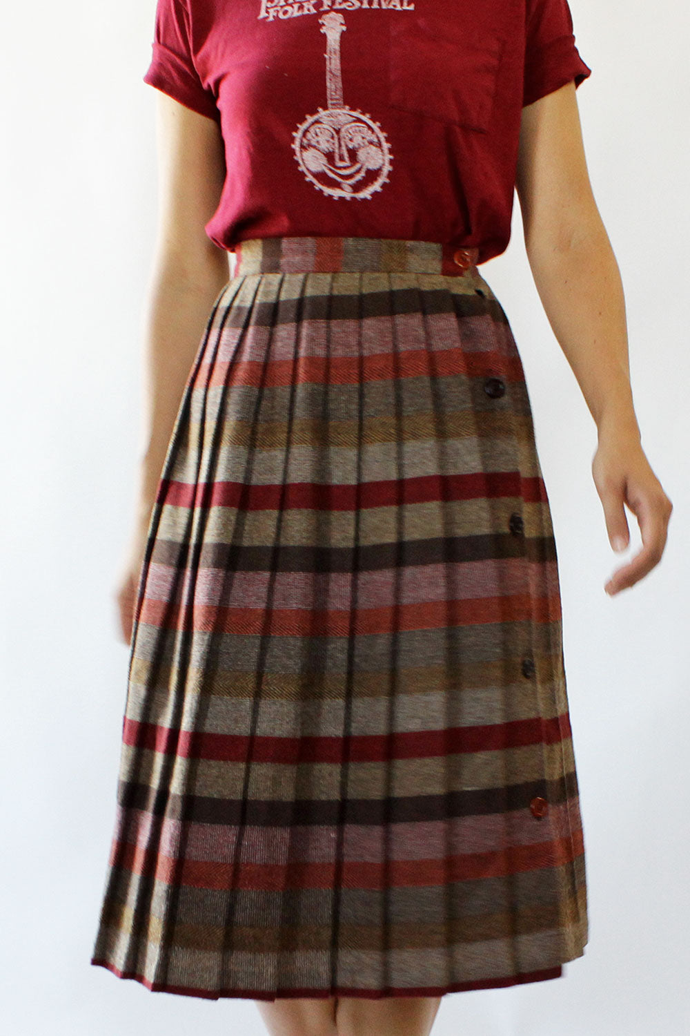 Mulberry Stripe Pleated Skirt XS