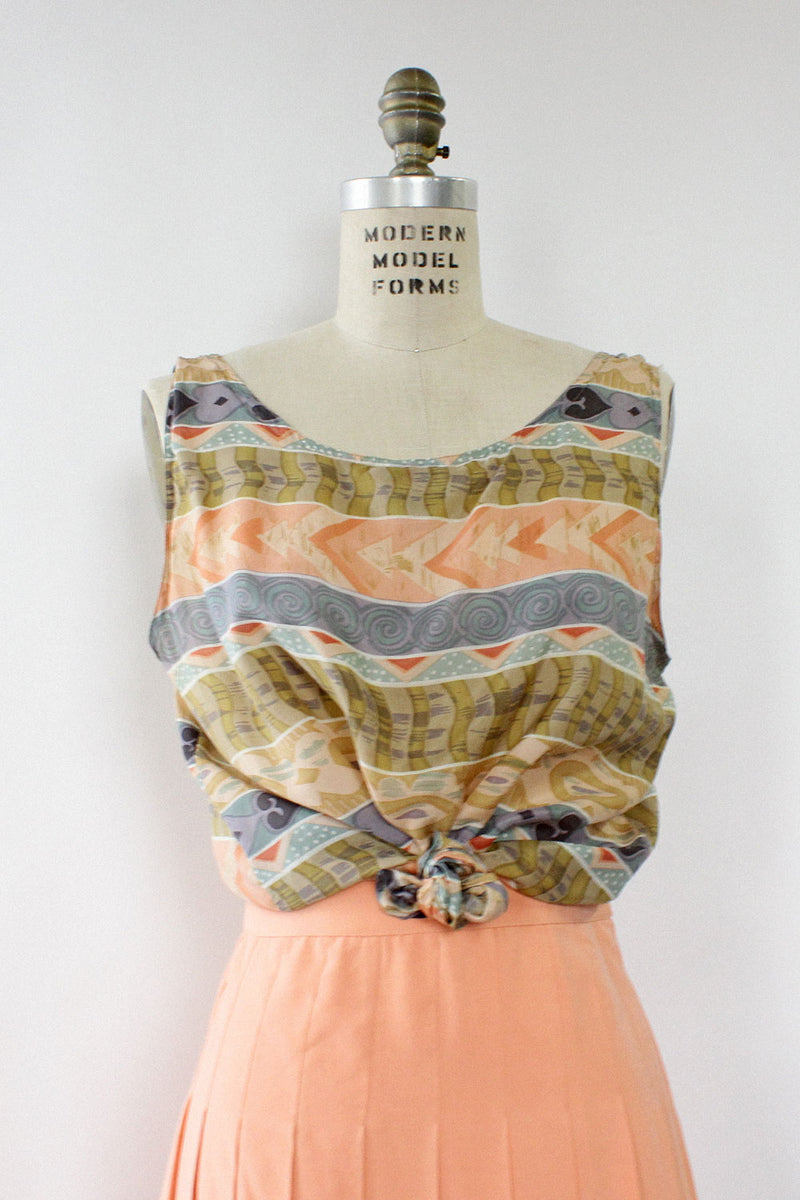 Pastel Collage Silk Tank L