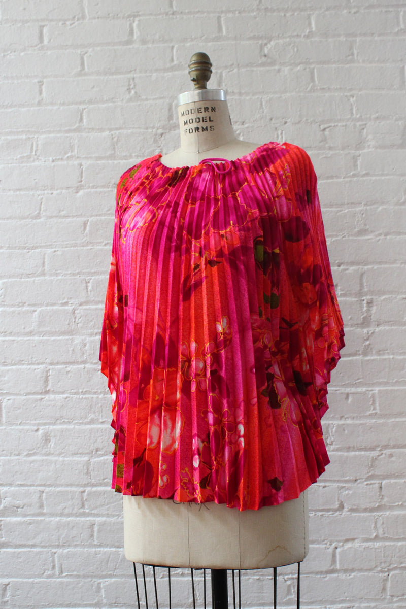 Neon Aloha Pleated Poncho OS