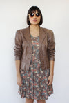 Sepia Leather Puff Jacket S/M