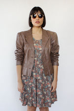 Sepia Leather Puff Jacket S/M
