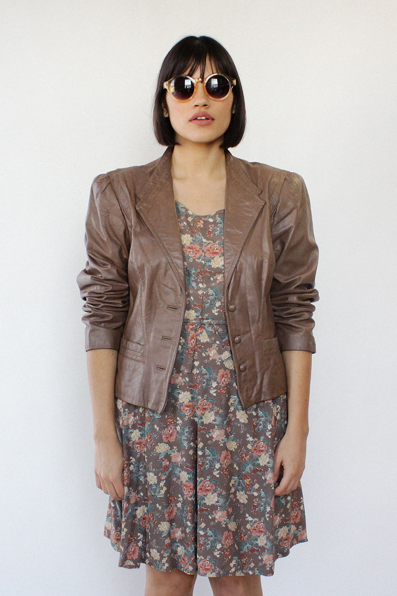 Sepia Leather Puff Jacket S/M