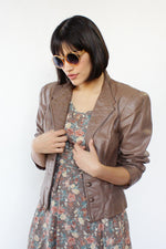 Sepia Leather Puff Jacket S/M