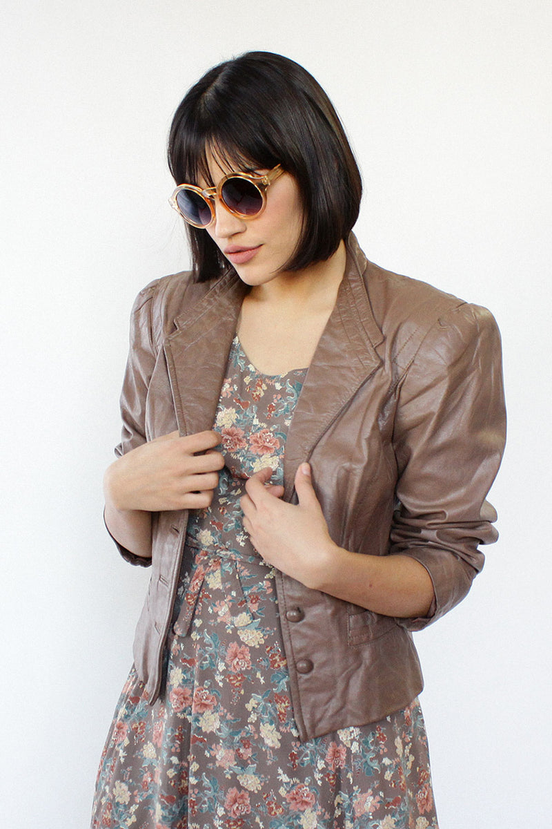 Sepia Leather Puff Jacket S/M