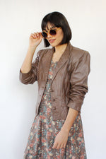 Sepia Leather Puff Jacket S/M
